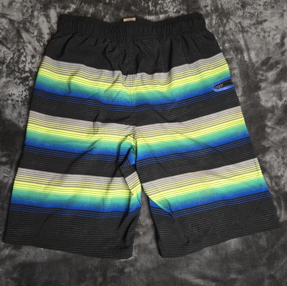 Boys Swim Shorts Black w/Neon Stripes Size XXL 18